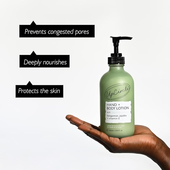 UPCIRCLE Hand + Body Lotion with Bergamot Water 8.45oz - For Nourishing + Repairing - Glycerin + Jojoba - Natural, Vegan + Cruelty Free