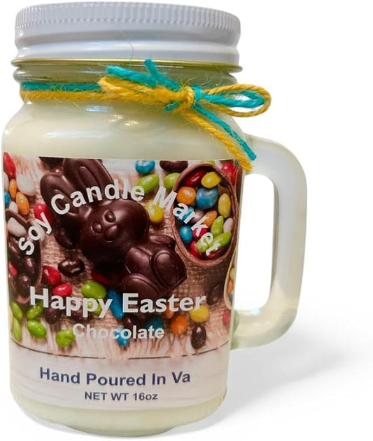 Soy Scented Candles | Handmade & Highly Aromatic Candles Burns Upto 85 Hours in Glass Jar - Perfect for Home Decor, Wedding, Birthday, Dinner (Happy Easter, 16 oz)
