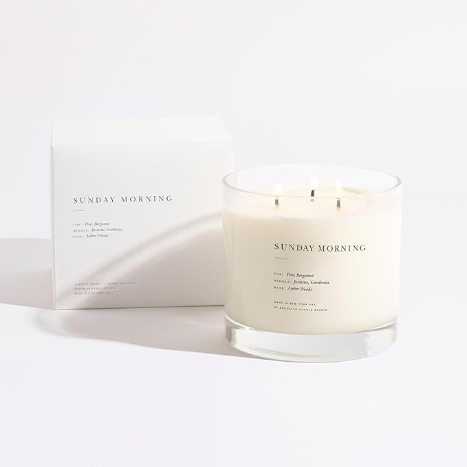 Brooklyn Candle Studio Sunday Morning XL 3 Wick Candle - Luxury Scented Candle, Vegan Soy Wax, Hand Poured in The USA, 100 Hour Slow Burn Time - 27oz