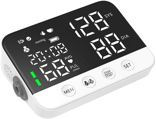 Digital Upper Arm Blood Pressure Monitor for Home Use, Rechargeable, Large LED Display, Systolic Diastolic Pulse Reading, Voice Broadcast, 240 Memory Storage for 2 Users，FDA Cleared