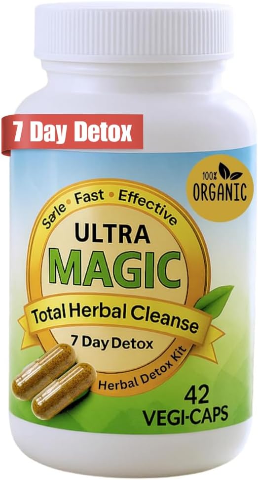 Magic Detox 7 Day Cleanse - Full Body Detox for Toxin Rid, Gut, Kidney & Liver Cleanse - Natural Herbal Detoxify and Cleanser - Non-GMO, Lab Tested, Made in USA - 42 Veg Capsules