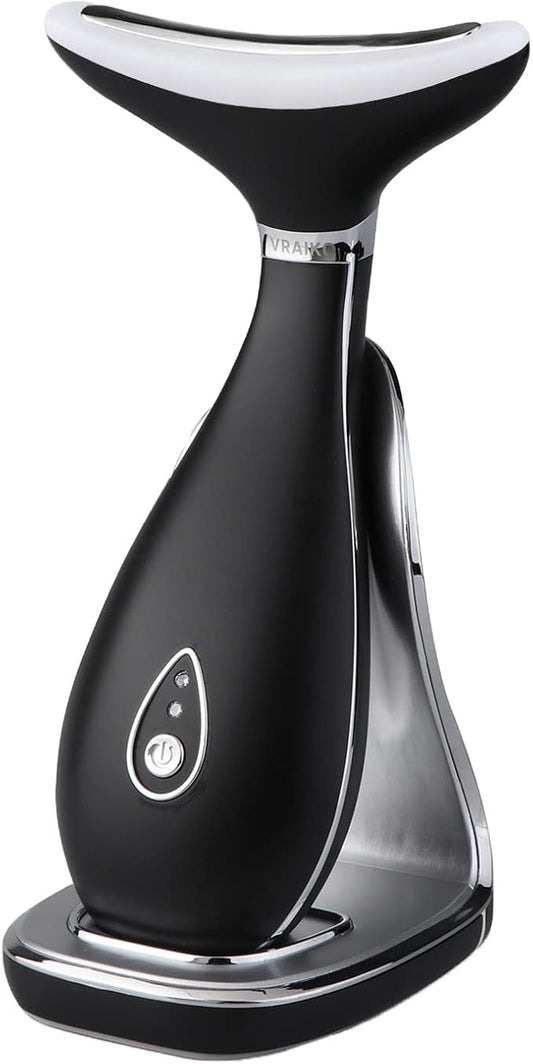 VRAIKO Lily Neck Face Massager, Face Sculpting Tool, Skin Rejuvenation Device with Thermal, Triple Action LED and Vibration, for Anti-Aging, Lifting and Tightening Sagging Skin (Frosted Black)