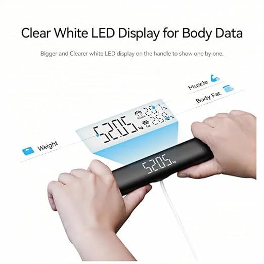 Scale for Body Weight,Measures Body Fat with Smart App - 8-Electrode Body Composition Scale with Handles & 28 Body Metrics, Track Weight,BMI, Muscle Mass, Body Water, Sync with Apple Health, 400lb
