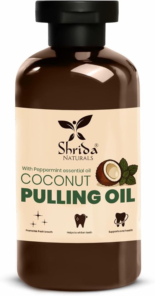 Coconut Oil Pulling Mouthwash | 221 ml | Coconut & Mint for Teeth & Gum Health | Alcohol-Free & Natural | Ayurvedic Oral Care for Fresh Breath & Deep Cleaning – with Peppermint