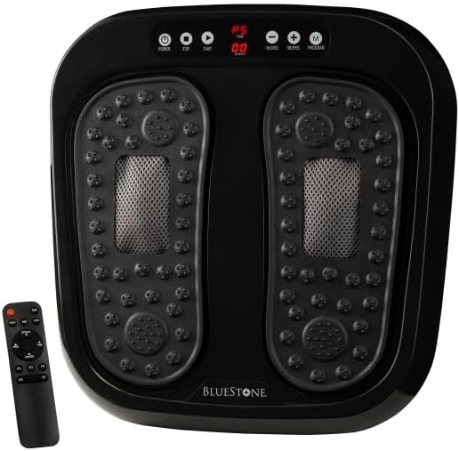 Bluestone Foot Massager – Vibrating Platform with Rotating Acupressure for Feet and Legs with Remote Control Included (Black)