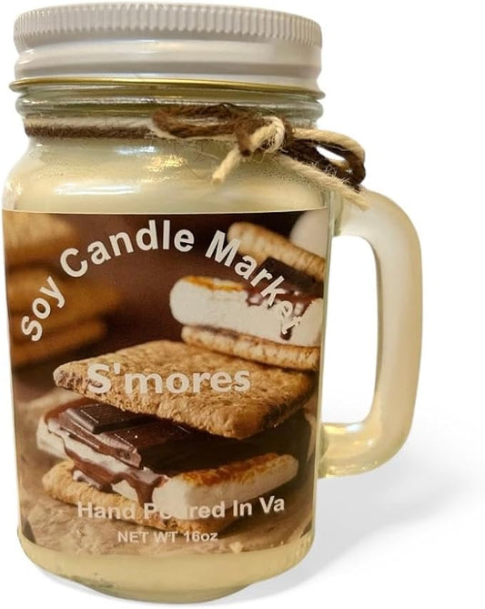 Soy Scented Candles | Handmade & Highly Aromatic Candles Burns Upto 85 Hours in Glass Jar - Perfect for Home Decor, Wedding, Birthday, Dinner (Smores, 12 oz)