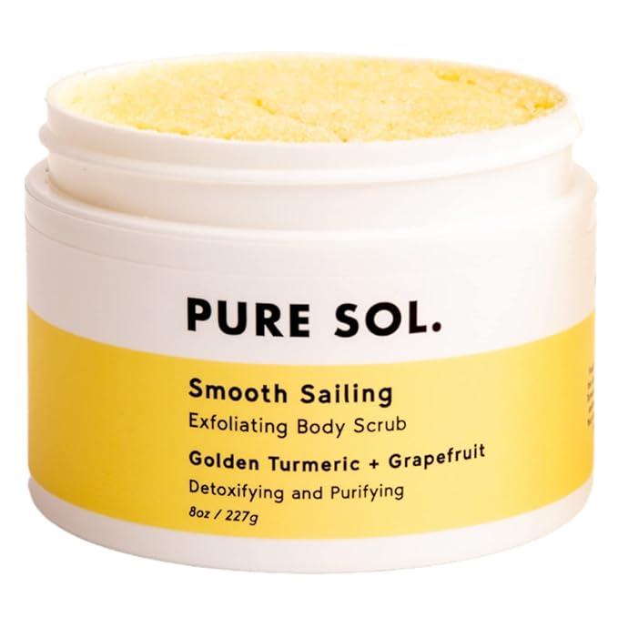 PURE SOL. Turmeric Body Scrub, Glowing, Exfoliating for Soft Healthy Skin, Exfoliated Dry DeHydrated Dead Skin, Improves Skin Texture (1 Pack)