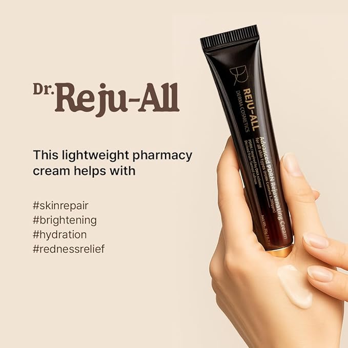 Dr. Reju-All Advanced PDRN Rejuvenating Cream 0.7oz (20g) | 99% Purity PDRN Salmon DNA, Collagen Gel Skin Repair Cream with Hyaluronic Acid & Niacinamide for Glass Skin | Night Routine Korean Skincare