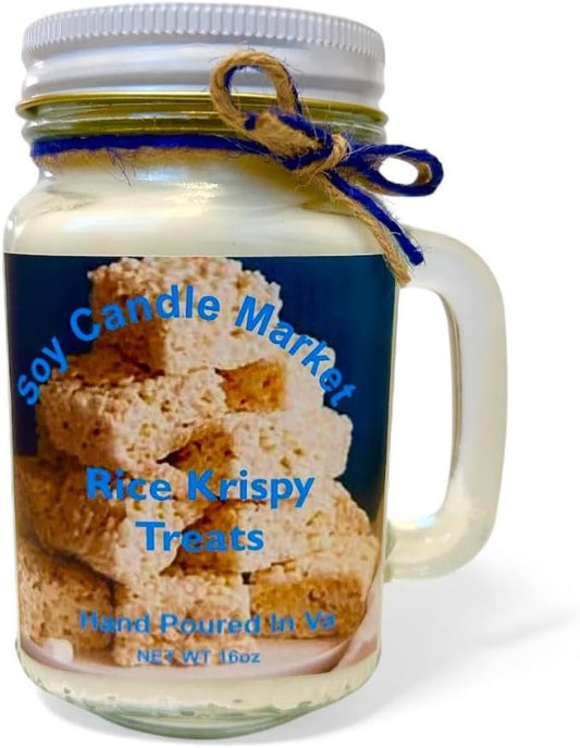 Soy Scented Candles | Handmade & Highly Aromatic Candles Burns Upto 85 Hours in Glass Jar - Perfect for Home Decor, Wedding, Birthday, Dinner (Rice Krispy Treats, 12 oz)