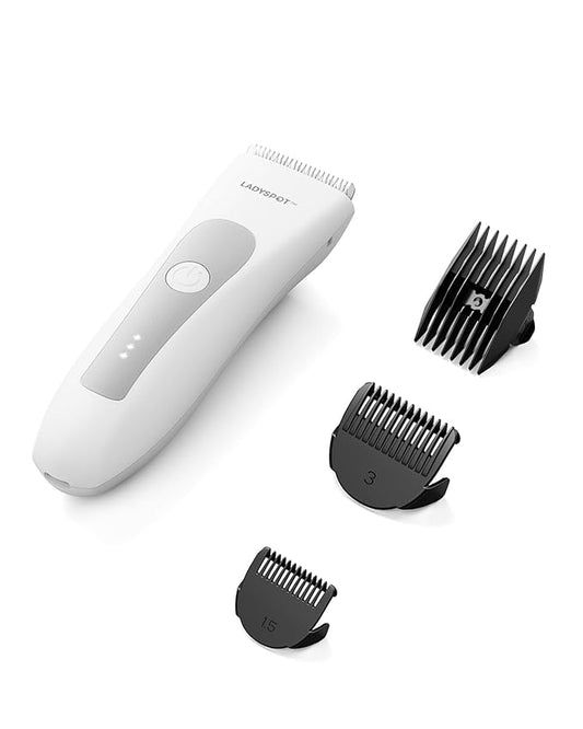 LADYSPOT™ Hair Finishing Trimmer Electric Shaver for Women, Women Shaving Sets, with 3 Guard and Replaceable Ceramic Blade Heads, LADYSPOT™ Pubic Hair Trimmer Kit Sets-(White)