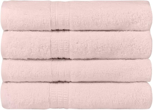 HOMELOVER 4 Piece Luxury Hand Towel Set - 100% Organic Cotton, 500 GSM, Hotel Quality, Highly Absorbent, Soft & Quick Drying Bathroom & Kitchen Towel for Face & Hand Washing (Seashell Pink)
