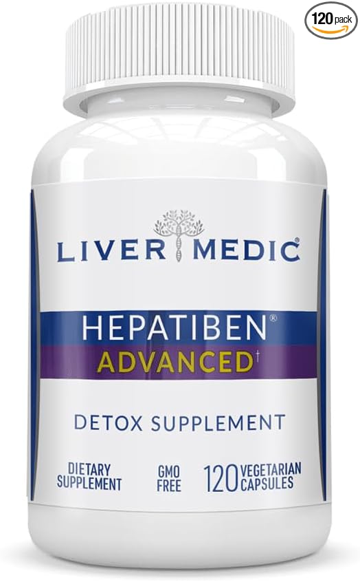 Hepatiben Liver Detox Cleanse All Natural Supplement with Milk Thistle, Silybin, NAC, Choline, MSM, Turmeric, Berberine, Glutathione Alpha Lipoic Acid Vegan NonGMO 120 Capsules 1500mg