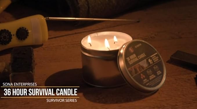 SE 3-Wick Emergency Candle, 36 Hours Long Burning, Top Layer Soy Wax, Great Light Source Gear for Survival, Camping, Blackout & Peace of Mind