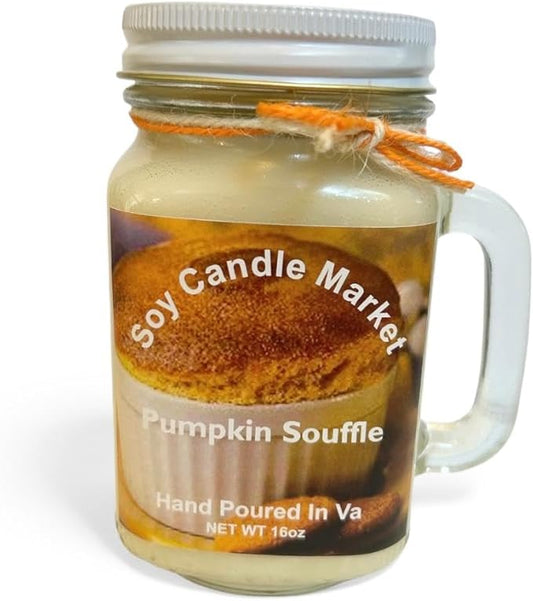 Soy Scented Candles | Handmade & Highly Aromatic Candles Burns Upto 85 Hours in Glass Jar - Perfect for Home Decor, Wedding, Birthday, Dinner (Pumpkin Souffle, 12 oz)