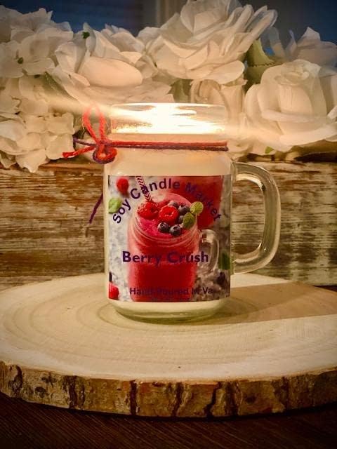 Soy Scented Candles | Handmade & Highly Aromatic Candles Burns Upto 85 Hours in Glass Jar - Perfect for Home Decor, Wedding, Birthday, Dinner (Berry Crush, 16 oz)
