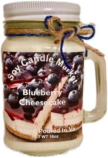 Soy Scented Candles | Handmade & Highly Aromatic Candles Burns Upto 85 Hours in Glass Jar - Perfect for Home Decor, Wedding, Birthday, Dinner (Blueberry Cheesecake, 12 oz)