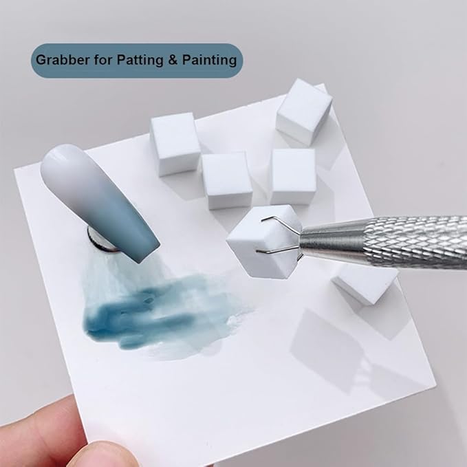 Sponge Pat Gel Nail Polish Set, Blue Red Yellow 3 Colors Primary Blending Ombre Gel Polish Gradient Painting Nails Art, No Wipe, UV/LED Cured (50Sponges & Grabber & 3PrimaryColors)