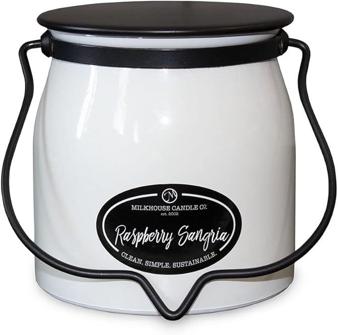 Milkhouse Candle Company - Raspberry Sangria - Creamery Collection - 16oz Double Cotton Wick Soy Candles with Beeswax - Long Burn Time, Made in The USA - Non Toxic, Premium Scented Candles