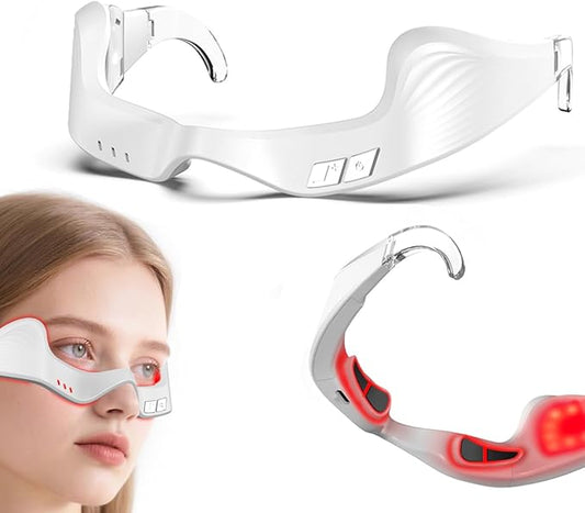 Under-Eye Red Light Therapy Device,Red Light Glasses Microcurrent Eye Massager Mask for Eye Bags Dark Circles Puffiness Wrinkles Fine Lines
