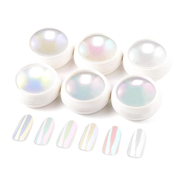 Chrome Nail Powder - Pearl Chrome Nail Powder Glitter Powder, Aurora Chrome Nail Powder Ice Translucent Iridescent Mermaid Pigment Dust Nail Powder Kit For Manicure Decoration DIY
