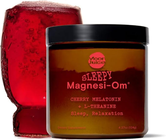 Moon Juice - Sleepy Magnesi-Om, Cherry - Jar (35 Servings) - Rest Support Aid - Plant Based Melatonin, Magnesium & L-Theanine - 3rd Party Tested - 100% Traceable - Glass Jar - Vegan, Non GMO - 4.2oz