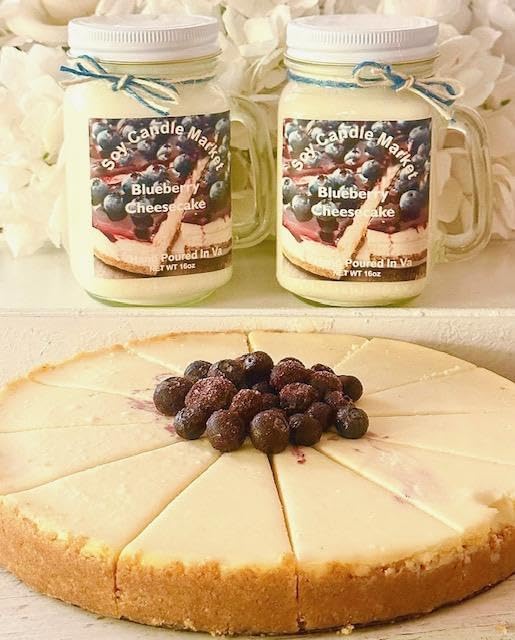 Soy Scented Candles | Handmade & Highly Aromatic Candles Burns Upto 85 Hours in Glass Jar - Perfect for Home Decor, Wedding, Birthday, Dinner (Blueberry Cheesecake, 12 oz)