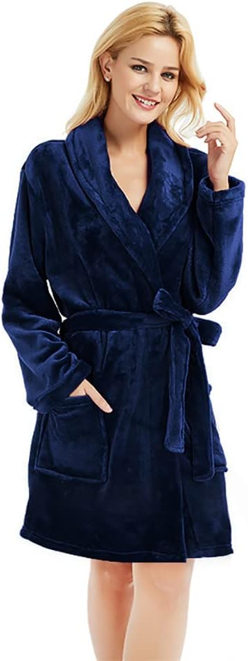 U2SKIIN Women Fleece Robe, Short Cozy Plush Robes for Womens Soft Shawl Collar Warm Spa Bathrobe