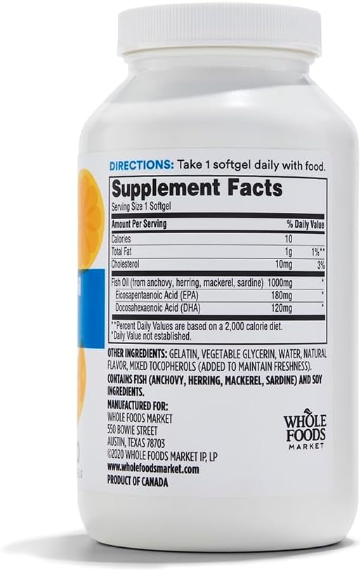 365 by Whole Foods Market, Omega-3 Lemon, 180 ct