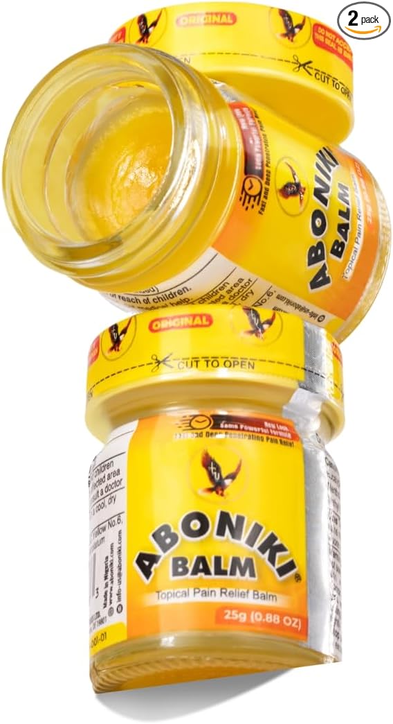 Aboniki Powerful Topical Pain Relief Balm with Natural Ingredients | Powerful Analgesic Soothing Relief for Joints & Muscle Pain, Soreness, Cramps | Long Lasting Full Body Rub (2 Glass Jars)
