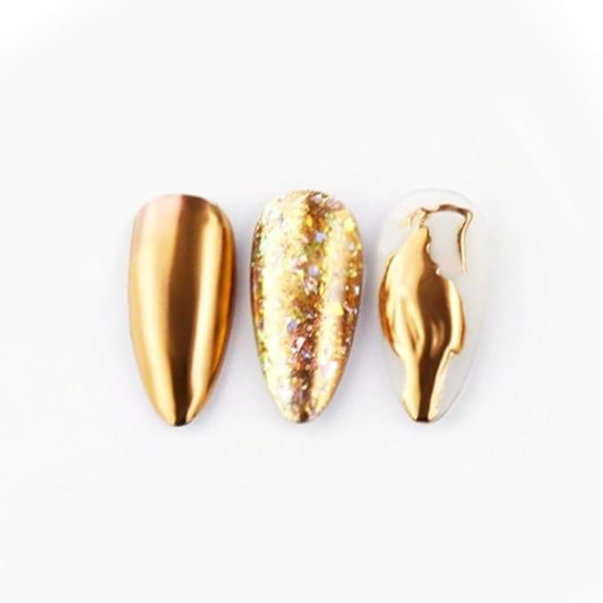 Holographic Mirror Gold Chrome Nail Powder Kit Effect Pure Metallic Dust Sequins UV Gel Gold Nail Chrome Powder Set Pigment for Nail Art Decoration