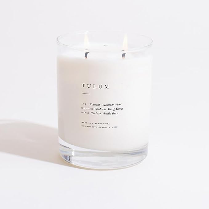 Brooklyn Candle Studio Tulum Classic 2 Wick Candle - Luxury Scented Candle, Vegan Soy Wax, Hand Poured in The USA, 70 Hour Slow Burn Time - 13oz