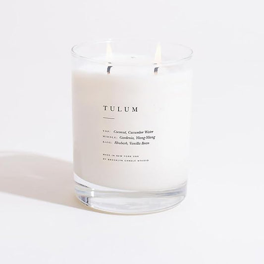 Brooklyn Candle Studio Tulum Classic 2 Wick Candle - Luxury Scented Candle, Vegan Soy Wax, Hand Poured in The USA, 70 Hour Slow Burn Time - 13oz