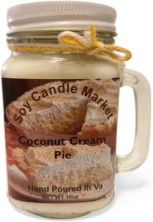 Soy Scented Candles | Handmade & Highly Aromatic Candles Burns Upto 85 Hours in Glass Jar - Perfect for Home Decor, Wedding, Birthday, Dinner (Coconut Cream Pie, 12 oz)
