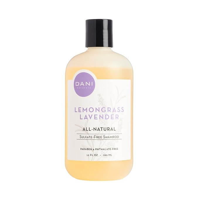 DANI Naturals Shampoo - Lemongrass Lavender - Calming for the scalp; Scalp redness reduction; Reduces dandruff & dryness, 12 oz