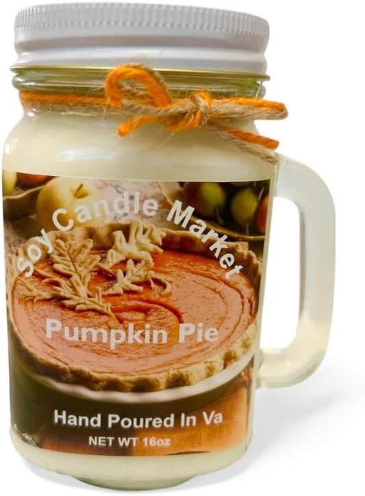 Soy Scented Candles | Handmade & Highly Aromatic Candles Burns Upto 85 Hours in Glass Jar - Perfect for Home Decor, Wedding, Birthday, Dinner (Pumpkin Pie, 16 oz)