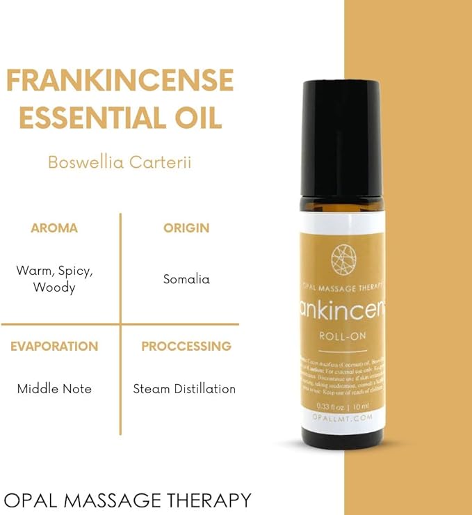 Premium Essential Oil Roll On Opal Massage Therapy 100% Natural & Pure 10 ML Roll On, Keep it Simple, Keep it Natural and Enjoy The Benefits (Frankincense)
