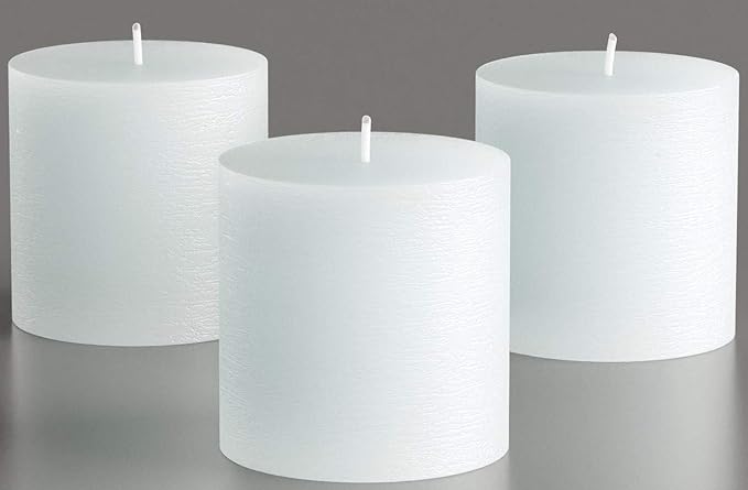 Melt Candle Pillar Candles, 3 Pack - Unscented Candles for Home, Church, Weddings, & More - 3" x 3", White