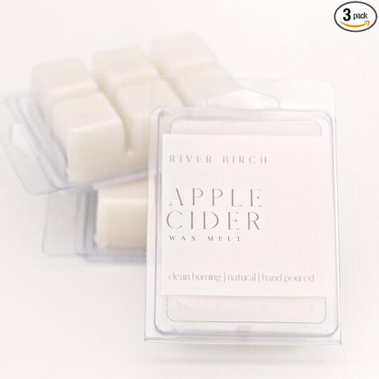 River Birch Candles 3 Pack Apple Cider Scented Clean Natural Soy Wax Melts Tarts – Total 7.5 Oz., Gift Pack, Fall Scent Made in USA