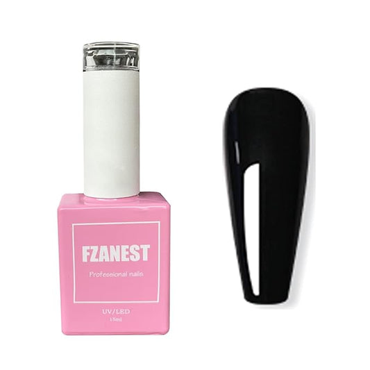 FZANEST Black Gel Nail Polish,15ml Fall Winter Gel Polish Nail Colors Soak Off UV LED Nail Art Starter Manicure Salon DIY at Home, 0.51 OZ