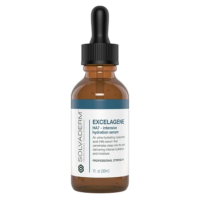 Solvaderm Excelagene Hyaluronic Acid Serum – Dual-Molecule Hydration Boost – Plumps, Firms & Smooths Fine Lines – Lightweight, Fast-Absorbing Anti-Aging Moisturizer for All Skin Types