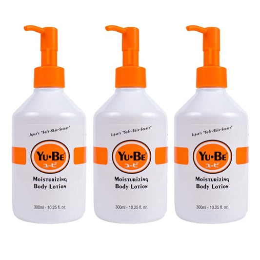 Yu-Be Hand & Body Lotion Deeply Hydrating Moisturizer Pump Bottle (Trio) for Extra-Dry Skin - Day & Night Daily Moisturizing Skin Cream | Good For Cracked Heels I Non-Greasy - 10.25 Fl. Oz. (3 pcs)