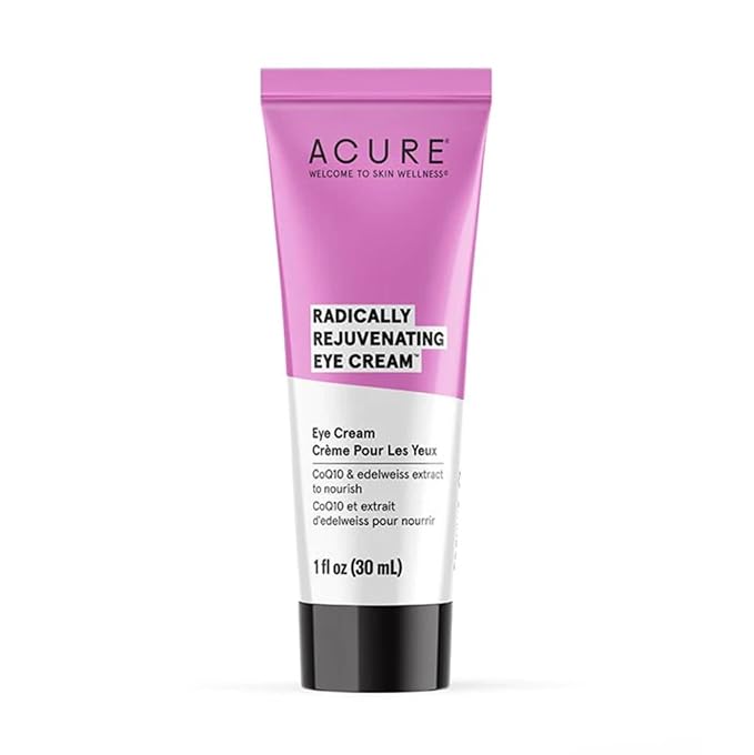 Acure Radically Rejuvenating Eye Cream - Under Eye Cream for Dark Circles & Wrinkles, Firming & Hydrating Treatment to Brighten, Anti Aging Moisturizer for Hydration with CoQ10-1 fl oz