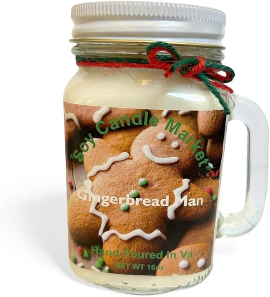 Soy Scented Candles | Handmade & Highly Aromatic Candles Burns Upto 85 Hours in Glass Jar - Perfect for Home Decor, Wedding, Birthday, Dinner (Gingerbread Man, 12 oz)