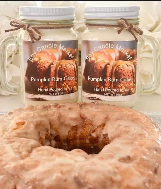 Soy Scented Candles | Handmade & Highly Aromatic Candles Burns Upto 85 Hours in Glass Jar - Perfect for Home Decor, Wedding, Birthday, Dinner (Pumpkin Rum Cake, 12 oz)