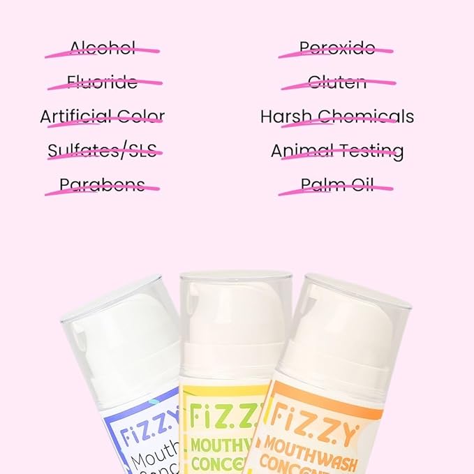 Fizzy Mouthwash Concentrate | Remineralizing Enamel Repair, Nano Hydroxyapatite | 20X Concentrated Travel Size | No Fluoride, Alcohol, Dye | Xylitol, Dry Mouth | Kids & Adults | Rose Lychee