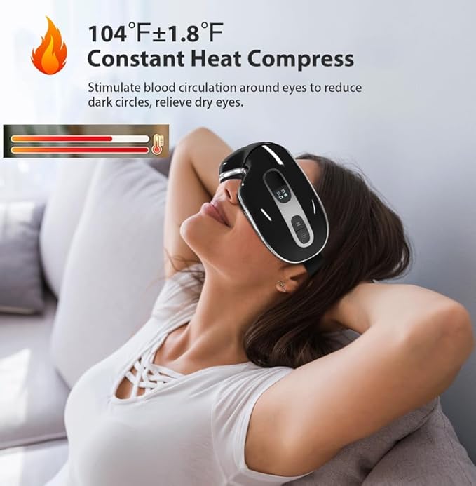 Eye Massager with Heat and Cooling for Migraines Dry Eyes Heated Eye Massager for Sleeping Travel Headache Relief Gifts for Woman