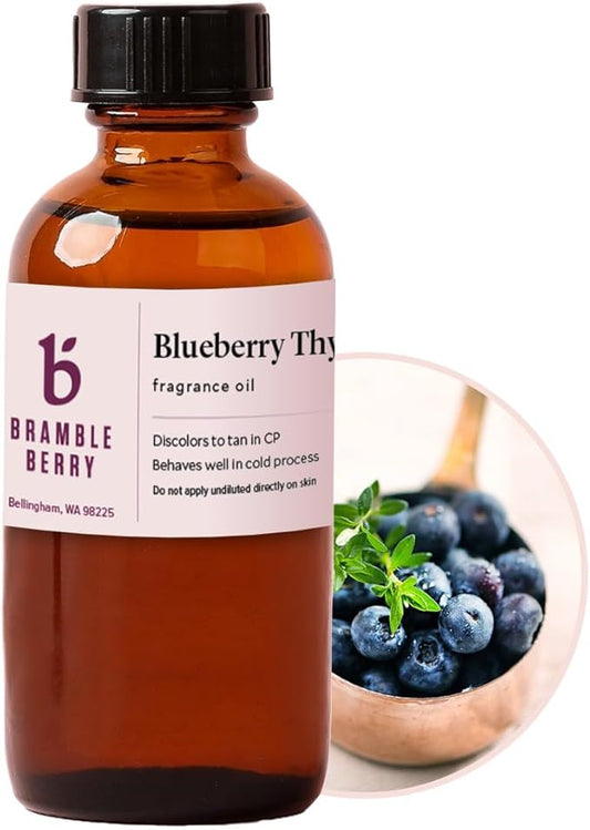 Bramble Berry Blueberry Thyme Fragrance Oil 2 oz | Sweet Herbal Scent for Soap Making, Candles, Lotion, Bath Bombs & Perfume | Skin Safe, Vegan, Paraben & Phthalate Free