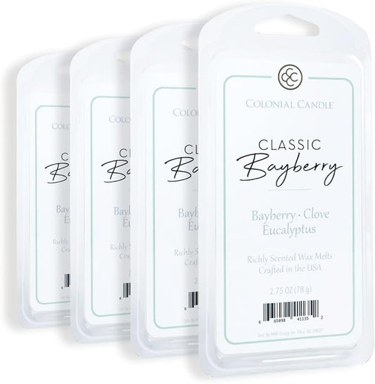 Colonial Candle Bayberry Scented Wax Melts, Wax Melt Warmer Cubes, Long Lasting Scented Wax Warmer Cubes, 4 Pack, 6 Cubes Each - Made in The USA