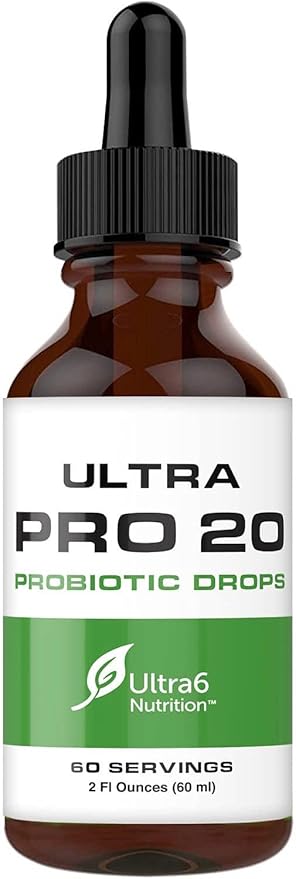 Ultra6 Nutrition Probiotics for Women, Men and Kids - 20 Strain Liquid Probiotic Supplement for Digestive & Gut Health