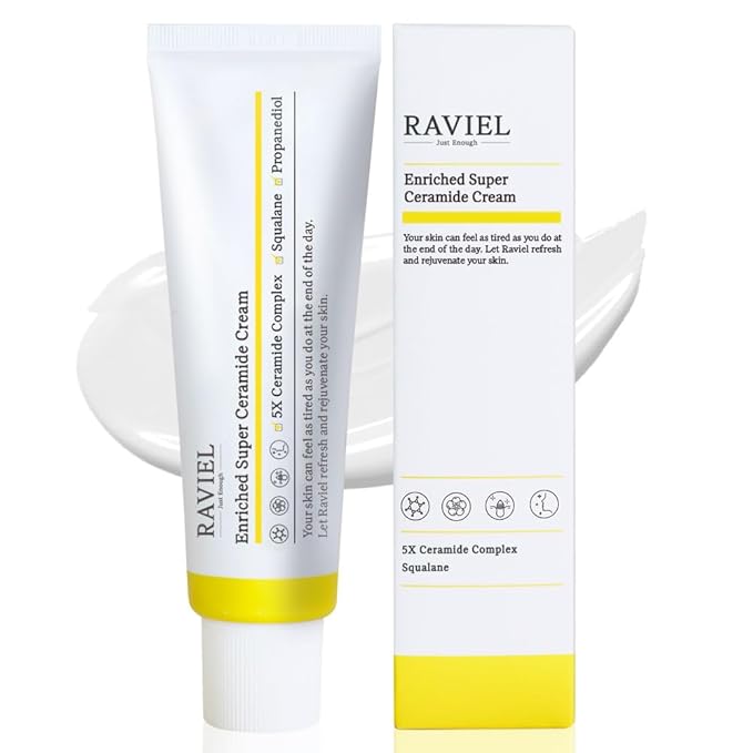 RAVIEL Enriched Super Ceramide Cream Radiance Boosting, Deep Hydration & Tone Enhancing Moisturizer with Niacinamide & Hyaluronic Acid for Dull, Uneven Skin, Korean Skincare, 50ml (1.69 fl oz)